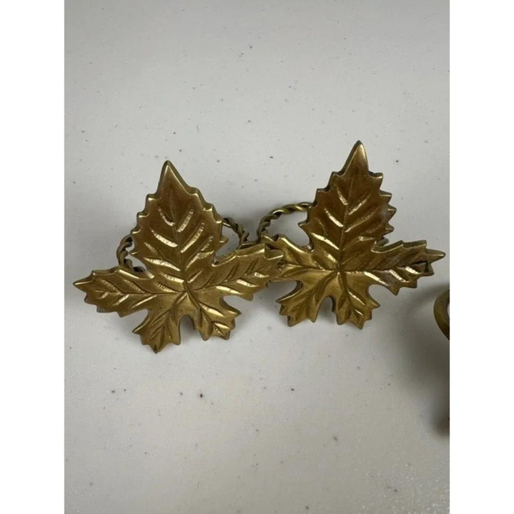 Vintage Brass‎ Napkin Rings Set of 6 Mixed Leaves and Christmas Trees Gold Tone